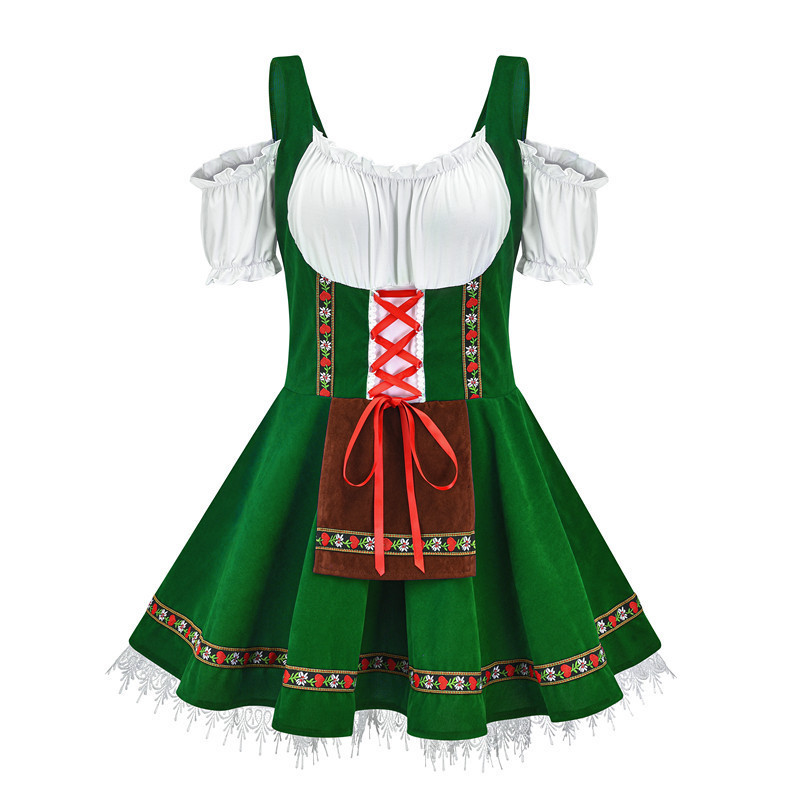 Traditional Bavarian Dirndl Dress Off-Shoulder Festival Costume